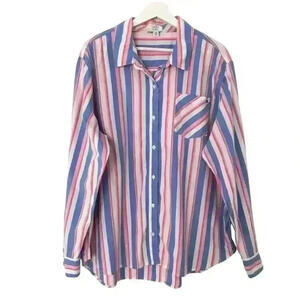 Crown & Ivy Women’s Striped Button Down Long Sleeve Shirt Size XXL